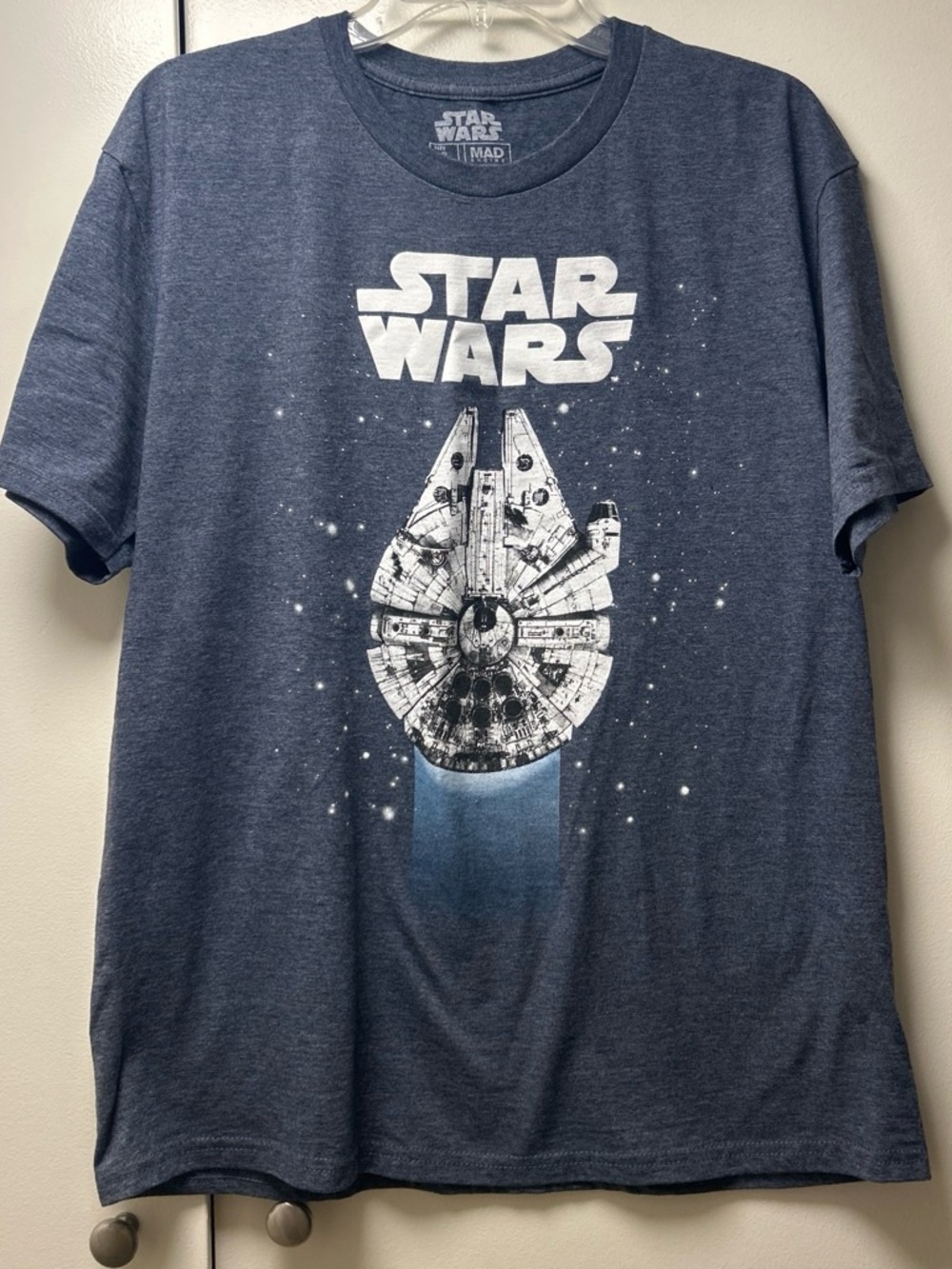 Star Wars Men's Heather Navy Graphic Tee with Millennium Falcon